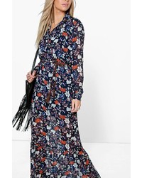 Boohoo Lucia Bohemian Floral Plaited Belt Maxi Dress