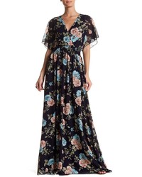 Meghan La Elbow Length Bell Sleeve Floral Maxi Dress