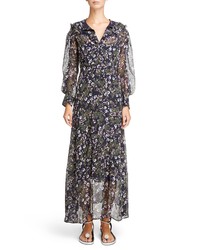 Isabel Marant Metallic Bloom Silk Maxi Dress