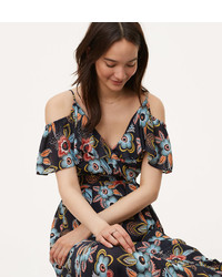 LOFT Summer Floral Cold Shoulder Maxi Dress