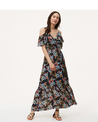 LOFT Summer Floral Cold Shoulder Maxi Dress