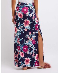 Charlotte Russe Floral Tie Front Maxi Skirt