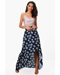 Boohoo Ivy Floral Wrap Front Maxi Skirt