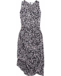 Vivienne Westwood Anglomania Asymmetric Gathered Floral Print Cotton Midi Dress