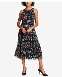 Tommy Hilfiger Belted Floral Print Midi Dress