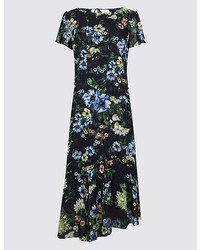 Marks and Spencer Floral Print Asymmetric Tunic Midi Dress