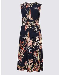Marks and Spencer Floral Print Side Drape A Line Midi Dress