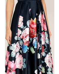 LuLu*s Anything Floral You Navy Blue Floral Print Midi Dress
