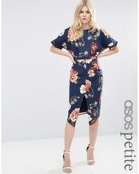 Asos Petite Petite Smart Woven Dress With V Back In Floral Print