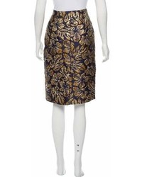 Prada Floral Brocade Knee Length Skirt W Tags