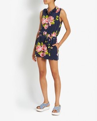 Equipment Earl Floral Print Collared Romper