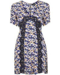 Topshop Floral Playsuit With V Neck And Lace Trims With Tie Back Features Zip Fastening 100% Viscose Machine Washable