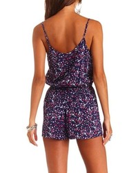 Charlotte Russe Lace Topped Floral Print Romper