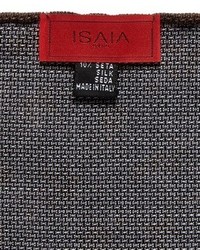 Isaia Small Floral Print Wool Silk Pocket Square