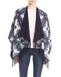 Navy Floral Poncho
