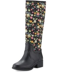 Navy Floral Rain Boots