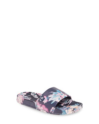 Navy Floral Rubber Flat Sandals