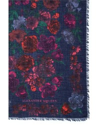 Alexander Mcqueen Crosshatch Floral Modal Silk Scarf