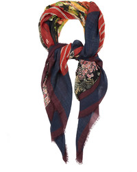 Balenciaga Floral And Scarf Print Wool And Silk Blend Scarf