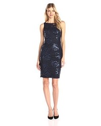 Adrianna Papell Sequin Embroidered Floral Tulle Sheath