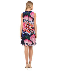 Vince Camuto Printed Chiffon Overlay Underdress With Binding Pleat
