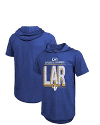 Majestic Threads Royal Los Angeles Rams Super Bowl Lvi Champions Tri Blend Hoodie T Shirt At Nordstrom