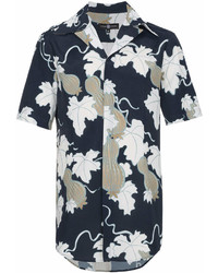 Edward Crutchley Floral Print Short Sleeve Silk Shirt