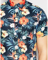 Jack and Jones Jack Jones Short Sleeve Shirt With All Over Floral Print