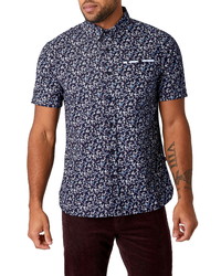7 Diamonds Life In The City Floral Short Sleeve Button Up Shirt