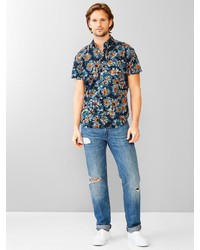 Gap Lived In Paint Floral Shirt