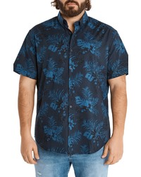 Johnny Bigg Luka Tropical Short Sleeve Cotton Shirt In Ink At Nordstrom