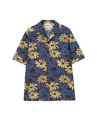 Nanushka Maitho Floral Short Sleeve Button Up Shirt In Arte Povera Floral Blue At Nordstrom