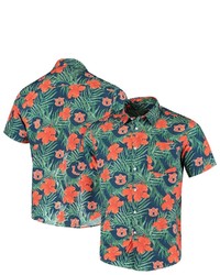 FOCO Navy Auburn Tigers Floral Button Up Shirt