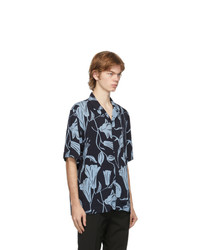 Paul Smith Navy Floral Cutout Short Sleeve Shirt