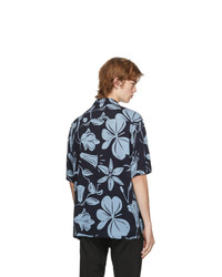 Paul Smith Navy Floral Cutout Short Sleeve Shirt