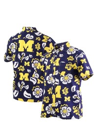 Wes & Willy Navy Michigan Wolverines Floral Button Up Shirt At Nordstrom
