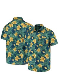 FOCO Navy West Virginia Mountaineers Floral Button Up Shirt