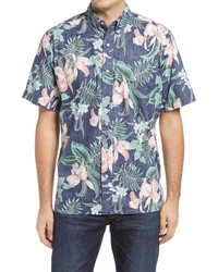 Reyn Spooner Orchid Bloom Tropical Floral Short Sleeve Shirt