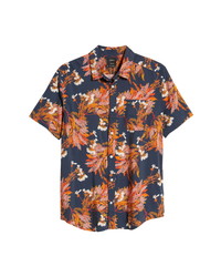RVCA Paradiso Regular Fit Floral Short Sleeve Button Up Shirt