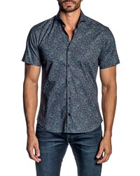 Jared Lang Regular Fit Floral Short Sleeve Button Up Shirt