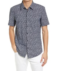 BOSS Ronn Floral Stretch Short Sleeve Button Up Shirt In Dark Blue At Nordstrom