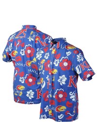 Wes & Willy Royal Kansas Jayhawks Floral Button Up Shirt At Nordstrom