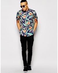 Bellfield Short Sleeve Shirt With All Over Floral Print