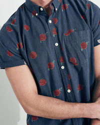 Hollister Short Sleeve Stretch Rose Poplin Shirt