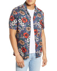 French Connection Valetudo Regular Fit Floral Short Sleeve Button Up Camp Shirt