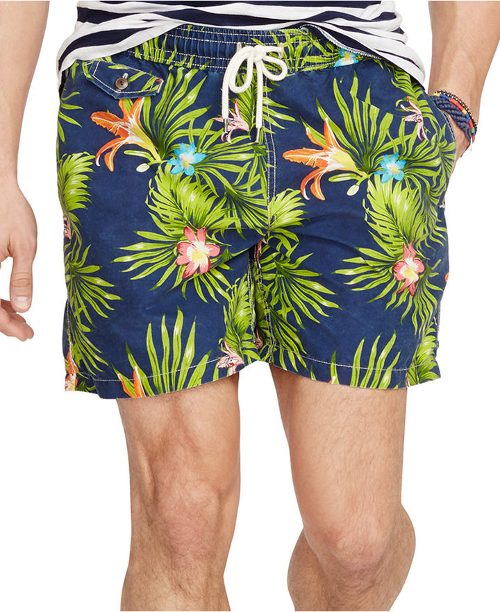 Polo Ralph Lauren Floral Print Traveler Swim Shorts, $85 | Macy's ...