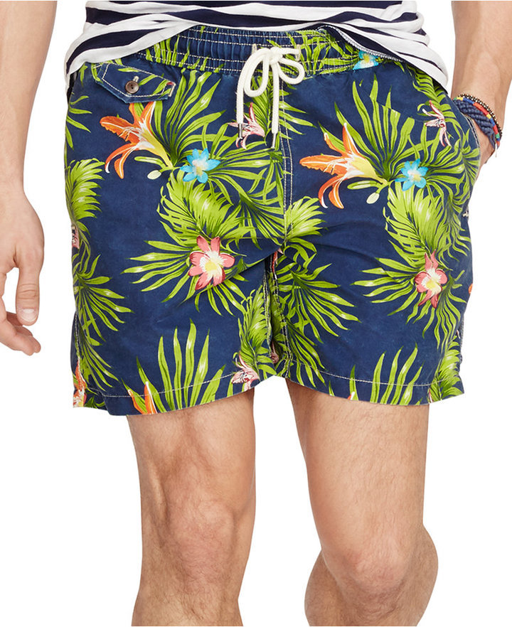 Polo Ralph Lauren Floral Print Traveler Swim Shorts, $85 | Macy's ...