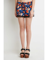 Forever 21 Lace Trimmed Floral Shorts