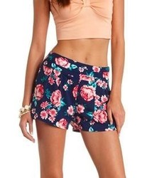 Charlotte Russe Stacked High Waisted Floral Print Shorts