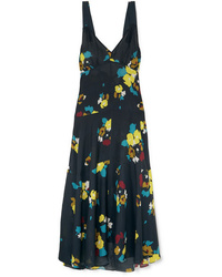 Lee Mathews Mve Floral Print Silk Maxi Dress